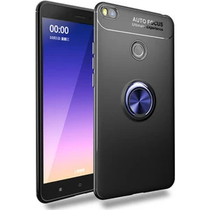 Kzy Xiaomi Mi Max 2 Kılıf Renkli Yüzüklü Manyetik Silikon Kapak Siyah - Mavi