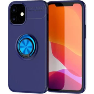 Kzy Apple iPhone 12 Kılıf Renkli Yüzüklü Manyetik Silikon Kapak Mavi - Mavi