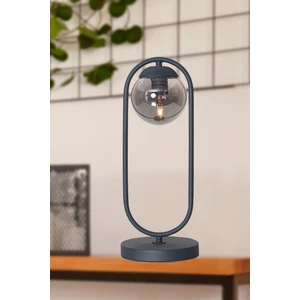 Zenga Antrasit Metal Gövde Füme Camlı Tasarım  Masa Lambası