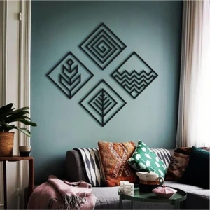 Artan Hediyelik 4 Element Ahşap Duvar Duvar Dekoru 40X40