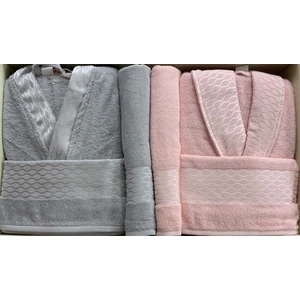 Elissa Aile Bornoz Seti - Gri Pudra