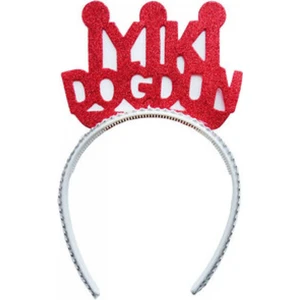 Hayaller Dükkanı Taç Evadan Simli Taşlı Iyiki Doğdun Kırmızı P1