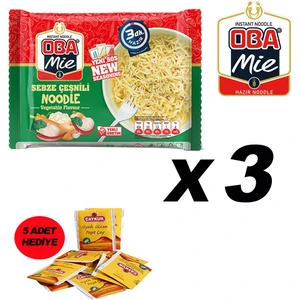 Mie Noodle Hazır Makarna 75GR Sebze '' 3 Adet '' (5 Adet Çaykur Altın Süzen Poşet Bardak Çay)
