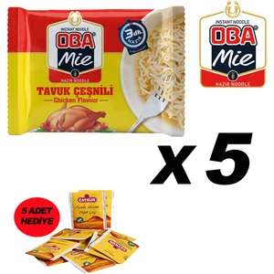 Mie Noodle Hazır Makarna 75GR Tavuk '' 5 Adet '' (5 Adet Çaykur Altın Süzen Poşet Bardak Çay)
