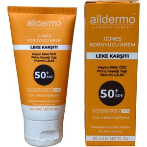 Biosafir Alldermo Leke Karşıtı Güneş Kremi SPF 50+ UVA UVB Koruma Nemlendirici 50 ml Lekeli Ciltler İçin