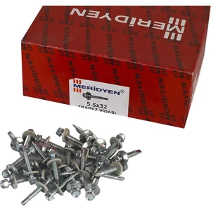 5.5 x 32 mm Meridyen Matkap Uçlu Trapez Çatı Vidası 500 Adet