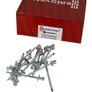 5.5 x 75 mm Meridyen Matkap Uçlu Trapez Çatı Vidası 200 Adet