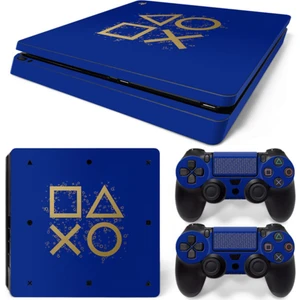 Kt Decoration Mat Mavi Arkaplan ve Kol Düğmeleri Playstation 4 Slim Kasa Sticker Kaplama