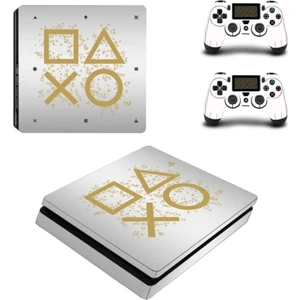 Kt Decoration Mat Gri Arkaplan ve Kol Düğmeleri Playstation 4 Slim Kasa Sticker Kaplama