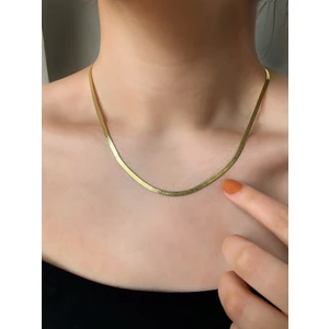 925 Ayar 5,60 Gram Gold İtalyan Ezme Altın Kaplama ,Gümüş Kolye Uzunluk 42 Cm Eni: 3 mm