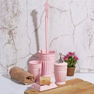 House By 4 Lü Banyo Seti Pembe
