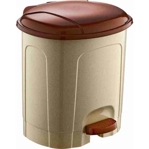 Polytime Pedallı Basmalı İç Kovalı Ofis, Banyo, Mutfak Plastik Çöp Kutusu Kovası - 12 Litre - Krem/Kiremit - 34x27x27 Cm.