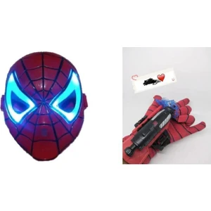 Örümcek Adam Spider-Man Işıklı Maske ve Vantuz Fırlatan Eldiveni