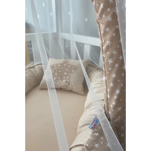 Kahve Yıldız Cibinlik ve Oyuncak Askılı Lüx Tasarım Babynest