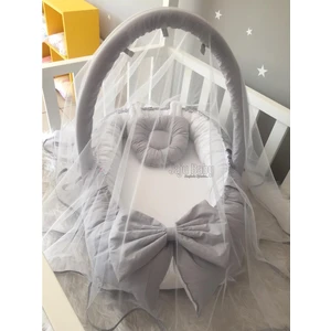Gri Cibinlik ve Oyuncak Askılı Lüx Tasarım Babynest