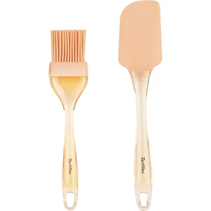 Somon Renkli Silikon Spatula ve Fırça Seti