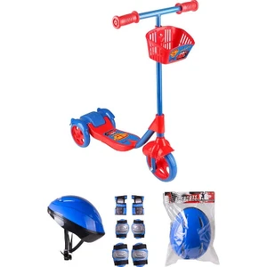 Erdem Oyuncak 3 Tekerlekli Frenli Sepetli Çocuk Scooter Kask Dizlik Dahil