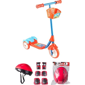 Erdem Oyuncak 3 Tekerlekli Frenli Sepetli Çocuk Scooter Kask Dizlik Dahil