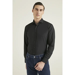 D'S Damat Slim Fit Siyah Düz Nano Care Gömlek 5HF02ORTSG01
