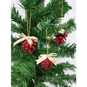 Yılbaşı Çam Ağacı Parti Süsü Kırmızı Kozalak 6 Adet