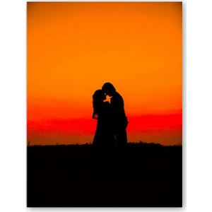 Caka Tablo  Ahşap Tablo Günbatımında Romantik Çift
