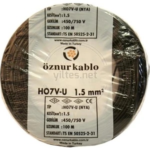 1,5mm2 Nya Kablo (100 m) Siyah