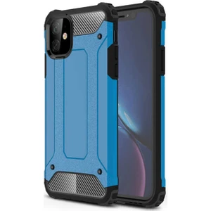 - Apple iPhone 11 - Kılıf Çift Katman Zırh Tank Crash Military Kapak - Mavi - T9909