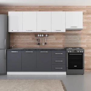 260 cm Mutfak Dolabı Beyaz Antrasit 260-A7