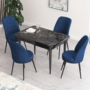 Concept Nil Serisi Siyah Mermer Desenli Yemek Masası Mutfak Masa Takımı+4 Adet Sandalye