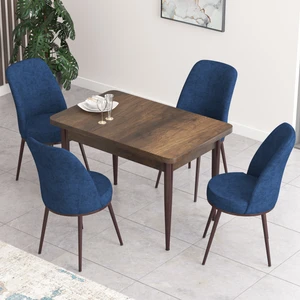 Concept Nil Serisi Barok Ahşap Desenli Yemek Masası Mutfak Masa Takımı+4 Adet Sandalye