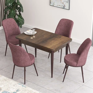 Concept Nil Serisi Barok Ahşap Desenli Yemek Masası Mutfak Masa Takımı+4 Adet Sandalye