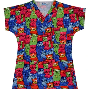 Nur Ortopedi  Kırmızı Renkli Kediler Temalı Tek Üst Forma