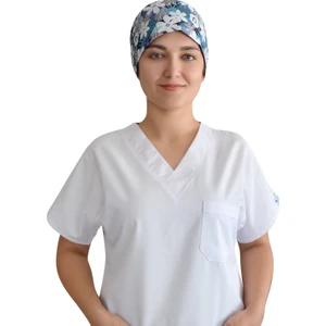 Nur Ortopedi Mavi Çiçekler Hemşire Doktor Cerrahi Ameliyathane Bonesi