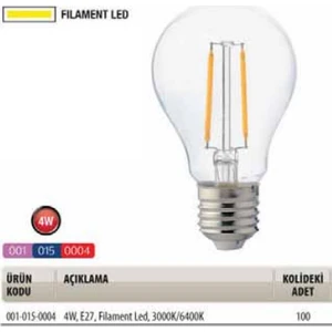 Globe 4W E27 Duy Filament Ampül 3000K Sarı Işık