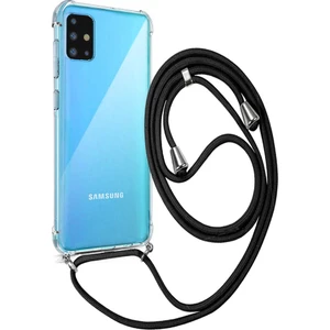 Galaxy A71 Boyun Askılı Şeffaf Tank Kılıf Siyah