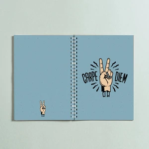 Paytak Moda PYTKDT0165 A5 Carpe Diem Peace Tasarımlı Spiralli Çizgisiz Defter 96 Yaprak