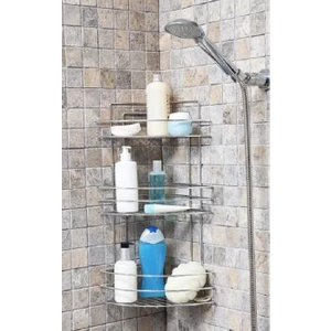 Paslanmaz Köşe Banyo Rafı 3 Lü Köşelik