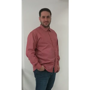 Büyük Beden Kiremit Çizgili Erkek Gömlek