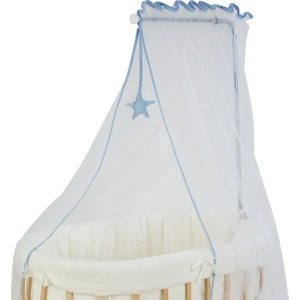 Mavi Biyeli Yıldızlı Cibinlik Tülü & Metal Cibinlik Askısı