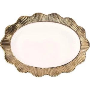 Roy King Lace Oval Sunum Tabağı Altın 47 cm