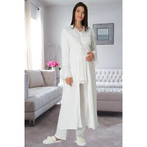 Carpediem La Rose Carpediem L.r. 1517 Sabahlıklı Hamile Lohusa Pijama Takımı - Ekru