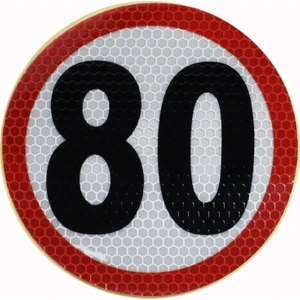 Reflektörlü Fosforlu Bant Tır Kamyon Dorse Arkası "80" Hız Yazısı 11 cm