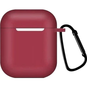 Bilişim Aksesuar Apple AirPods Kılıf Slim Silikon Kapak Arka Koruma Kabı Koruyucu 1. ve 2. Nesil Bordo