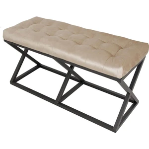 Çektirme Krem  - Siyah Bench Puf