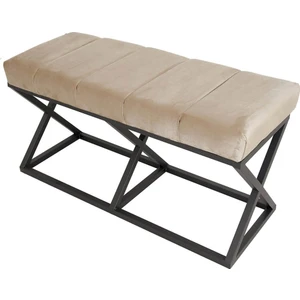 Siyah - Krem Yarmalı Bench Puf