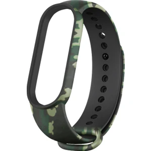 Xiaomi Mi Band 5 ve 6 Akıllı Bileklik Kordon Kamuflaj Desen Koyu Yeşil