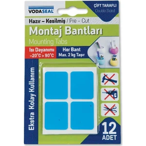 Çift Taraflı Montaj Bandı 12'li Beyaz