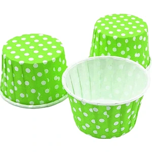 Yeşil Zemin Beyaz Puantiyeli Muffin Kabı 50X39 25'li