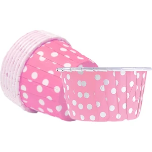 Açık Pembe Zemin Beyaz Puantiyeli Muffin Kabı 50X39 25'li