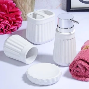 Ksv Stonware 4 Lü Banyo Seti Takımı - Sıvı Sabunluk Seti MSB-061
